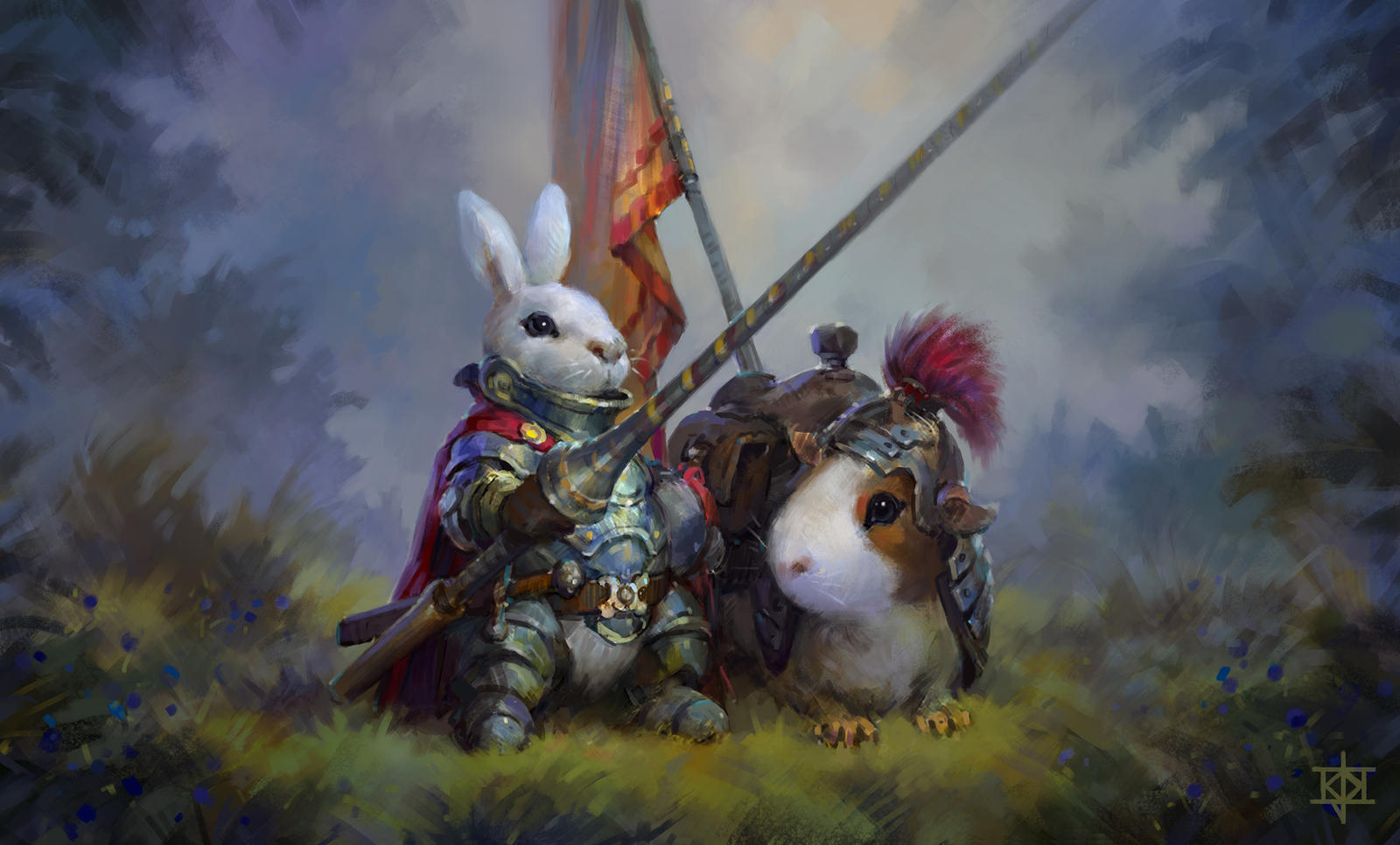 bunny_knight_and_quinny_pig_steed_by_kjk
