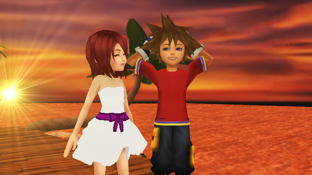 Sora and Kairi Hug and Feel KH1 Sunset Date Dream by 