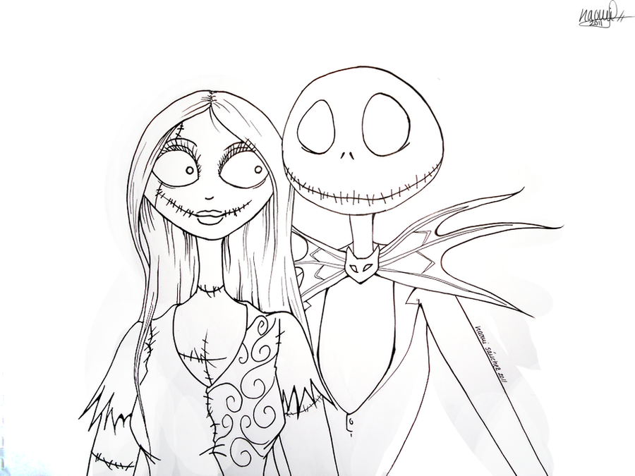 Jack And Sally Lineart by WolfsNightSong on DeviantArt
