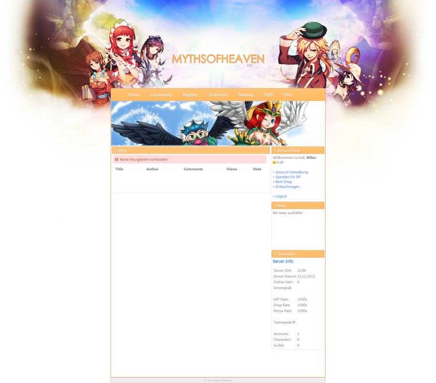 R3b0rn - MythsOfHeaven Html Css recoded by Me INCOMPLETE - RaGEZONE Forums